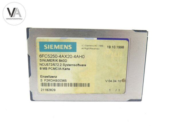 Siemens Sinumerik 840D NCU572/572.2 Systemsoftware 6FC5250-4AX20-4AH0