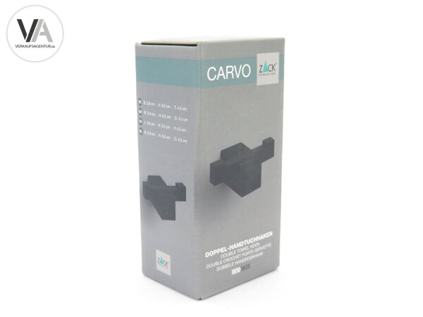 Zack CARVO Doppel-Handtuchhaken Metall Edelstahl schwarz matt