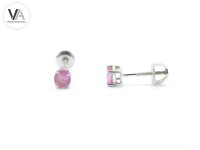 Angara Platinum Ohrringe 0,8 ct Solitär-Oval-Saphir Krappenfassung rosa/pink