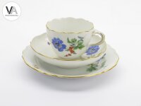 Meissen Porzellan Kaffeeservice Kaffeegedeck bunte Blume 2 Blau 2. Wahl