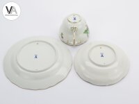 Meissen Porzellan Kaffeeservice Kaffeegedeck bunte Blume 2 Blau 2. Wahl