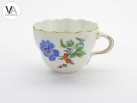 Meissen Porzellan Kaffeeservice Kaffeegedeck bunte Blume 2 Blau 2. Wahl