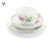 Meissen Porzellan Kaffeeservice Kaffeegedeck bunte Blume 2 Rosa Gelb 2. Wahl