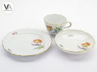 Meissen Porzellan Kaffeeservice Kaffeegedeck bunte Blume 2 Orange Gelb 2. Wahl