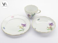 Meissen Porzellan Kaffeeservice Kaffeegedeck bunte Blume 2 Lila Gelb 2./4. Wahl