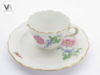 Meissen Porzellan Kaffeeservice Kaffeegedeck bunte Blume 2 Rosa 2. Wahl