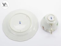 Meissen Porzellan Kaffeeservice Kaffeegedeck bunte Blume 2 Rosa 2. Wahl
