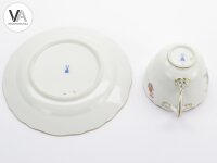Meissen Porzellan Kaffeegedeck Kaffeeservice bunte Blume 2 Blau 2. Wahl