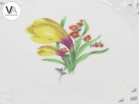Meissen Porzellan Durchbruchschale bunte Blume 2 Gelb Violette Ø 21.5cm 2.Wahl