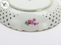 Meissen Porzellan Durchbruchschale bunte Blume 2 Gelb Violette Ø 21.5cm 2.Wahl