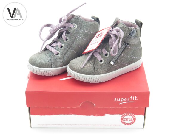 SuperFit Mädchen Kinderschuhe Stone Kombi Effektleder Moppy grau rosa Gr. 20