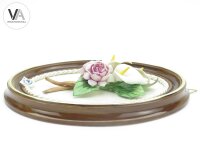 Capotimonte Porzellan 3-D Wandbild Blumenstrauß Handarbeit oval 21cm hoch