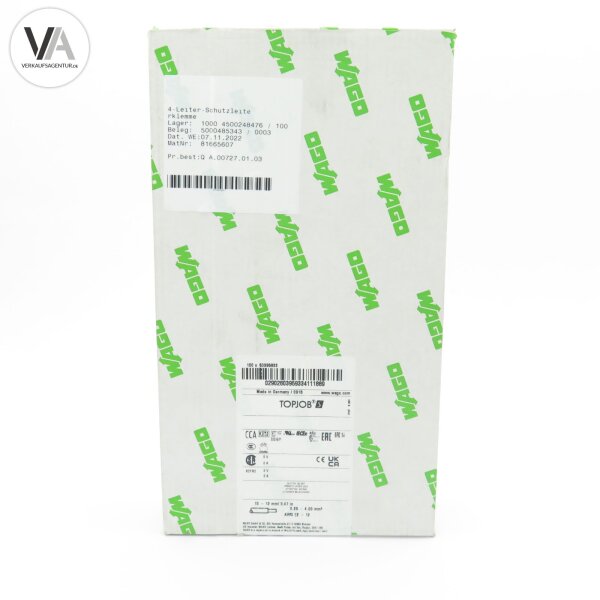 100x Wago TOPJOB 4-Leiter-Schutzleiterklemme 2202-1407 / 60395933