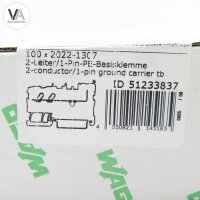 100x Wago TOPJOB 2-Leiter-Schutzleiterklemme Basisklemme 2202-1307 / 51233837