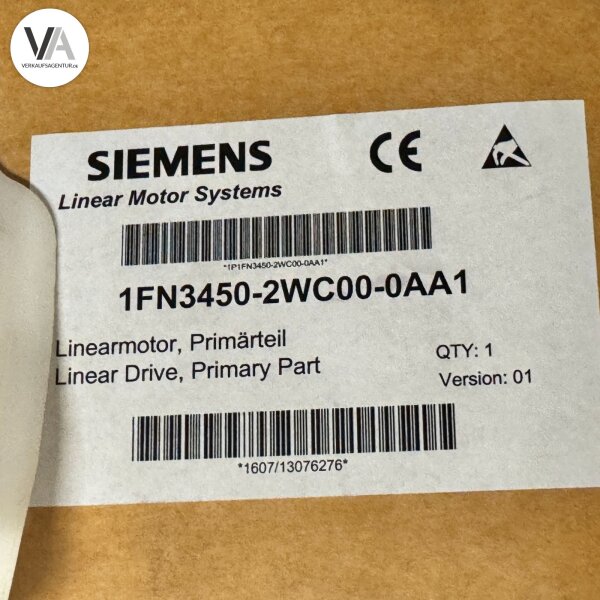 Siemens 1FN3450-2WC00-0AA1 Linearmotor Sekundärteil 1930 N 18.8 A 10 bar
