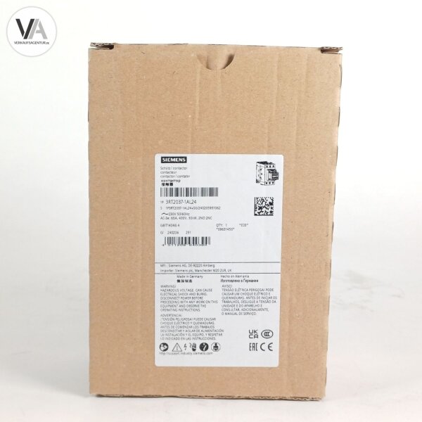 Siemens 3RT2037-1AL24 Leistungsschütz 65A 30kW 230V + 3RH2911-1HA11
