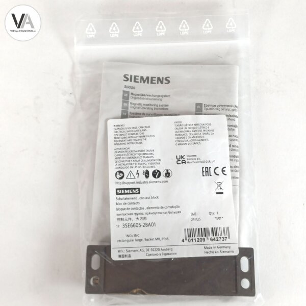 Siemens 3SE6605-2BA01 SIRIUS Magnetschalter 1S/1Ö M8 4-polig IP67 60V