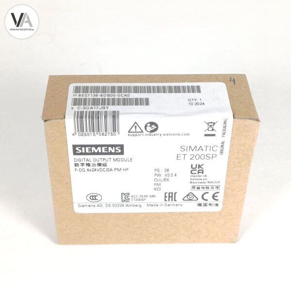 Siemens 6ES7 136-6DB00-0CA0 SIMATIC ET 200SP module F-DQ 4x24VDC/2A