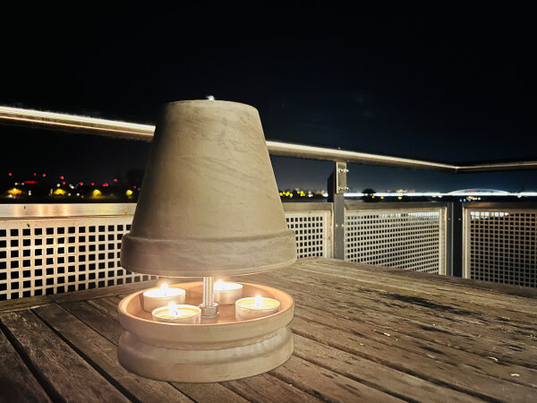 Teelichtheizung Teelichtofen Balkon Terrasse Bungalow Camping H 25 cm Ø 18 cm
