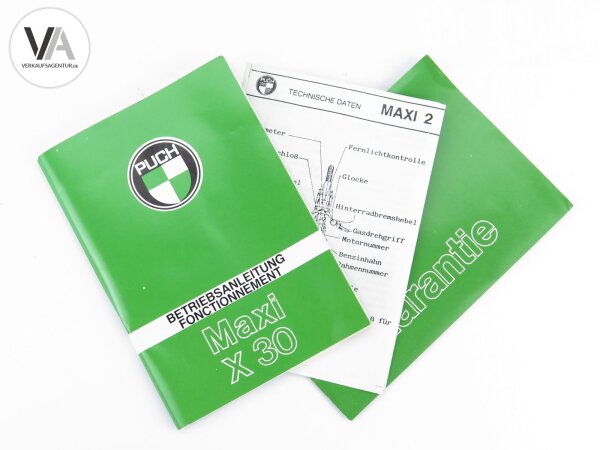 Puch Maxi X 30 Betriebsanleitung Garantie Heft Datenblatt Bedienungsanleitung
