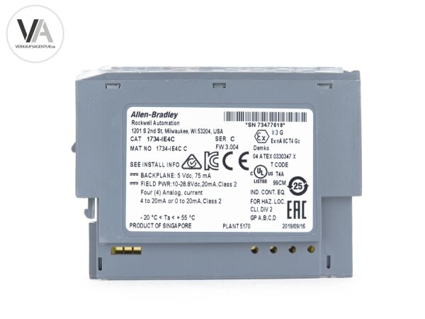 Allen Bradley Rockwell 24 V DC 4-Kanal HD Analog Strom Eingangsmodul 1734-IE4C