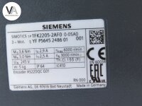 Siemens SIMOTICS Servomotor 1FK2 205-2AF0 0-0SA0 / 1FK2205-2AF0 0-0SA0